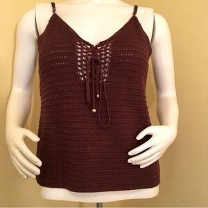 Reunited Clothing Crochet Burgundy  Top